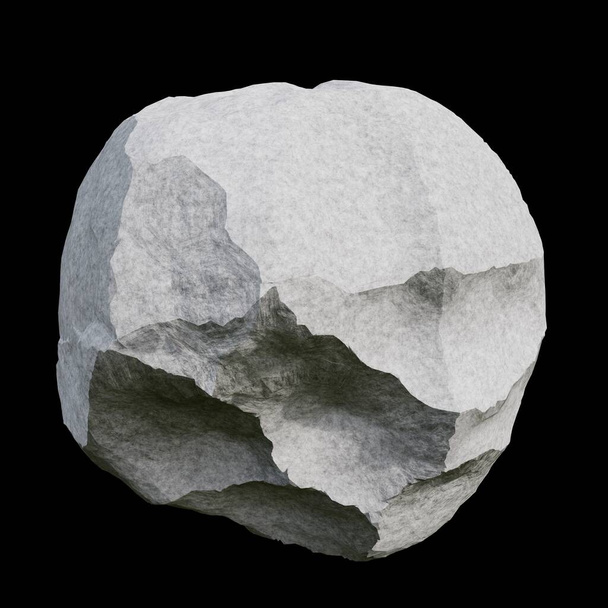 Ρεαλιστική πέτρα στο μαύρο φόντο. 3d απόδοση. - Φωτογραφία, εικόνα