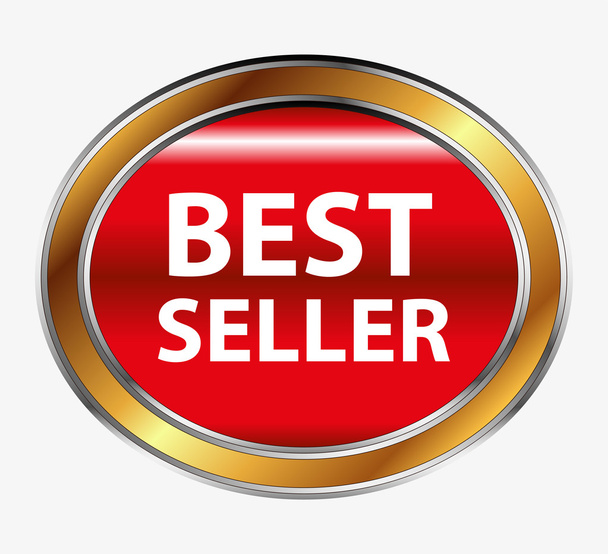 Round red best seller button - Vector, Image