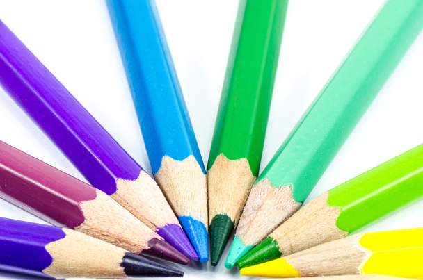 Colorful pencils on white background - Foto, Imagen