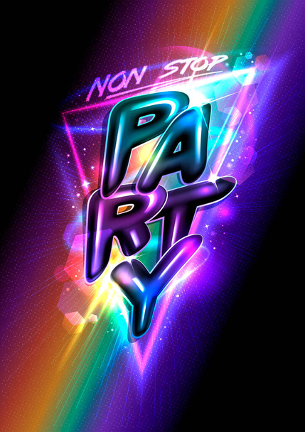 Party poster, flyer or web banner vector template with rainbow on a backdrop - Διάνυσμα, εικόνα
