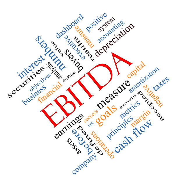 EBITDA szó felhő ferde koncepció - Fotó, kép