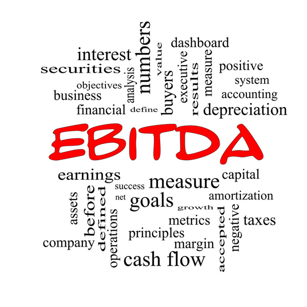 EBITDA szó felhő piros paprika koncepció - Fotó, kép