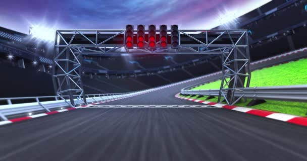 Starting race from pole position on racing circuit and daylight sky on background. Professional automotive and sports 4K video in seamless loop. - Footage, Video