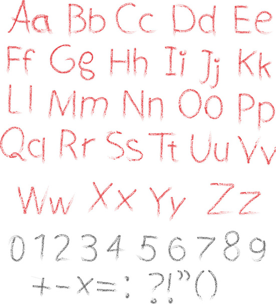 Pencil or charcoal chalk alphabet letter set - Vettoriali, immagini