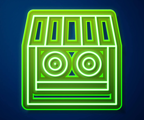 Glowing neon line Shooting gallery icon isolated on blue background. Shooting range. Vector - Vector, Image