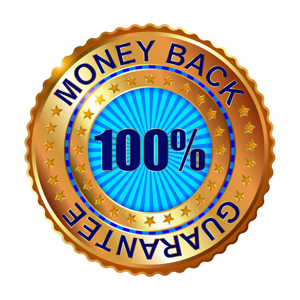 Money Back Guarantee golden label with ribbon. - Vector, Image
