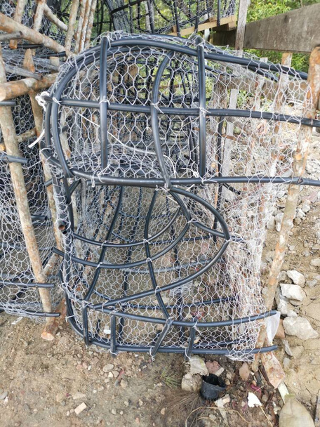 Outdoor Scene of the DIY Fish Trap Structure Make from Mangrove Wood,wire  and Polystyrene Pipe. Stock Photo - Image of handmade, hunting: 248235070