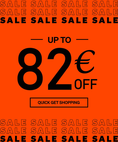 Sale up to 82 Euro off Shopping day Poster or banner with gift box. Sales banner template design for social media and website. Special Offer Sale campaign or promotion. Quick get a Discount. - Vector, imagen