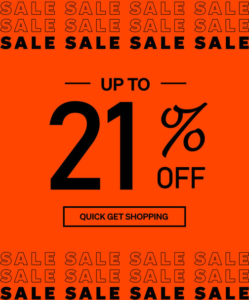 Sale up to 21% off Shopping day Poster or banner with gift box. Sales banner template design for social media and website. Special Offer Sale campaign or promotion. Quick get a Discount. - Vector, afbeelding