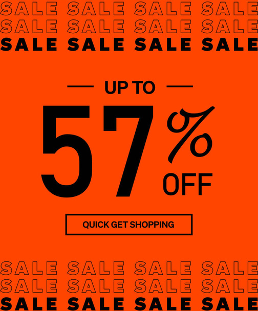 Sale up to 57% off Shopping day Poster or banner with gift box. Sales banner template design for social media and website. Special Offer Sale campaign or promotion. Quick get a Discount. - Vector, afbeelding