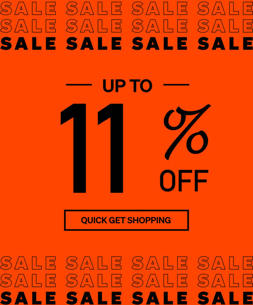 Sale up to 11% off Shopping day Poster or banner with gift box. Sales banner template design for social media and website. Special Offer Sale campaign or promotion. Quick get a Discount. - Vetor, Imagem