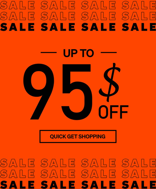Sale up to 95$ off Shopping day Poster or banner with gift box. Sales banner template design for social media and website. Special Offer Sale campaign or promotion. Quick get a Discount. - Vector, afbeelding