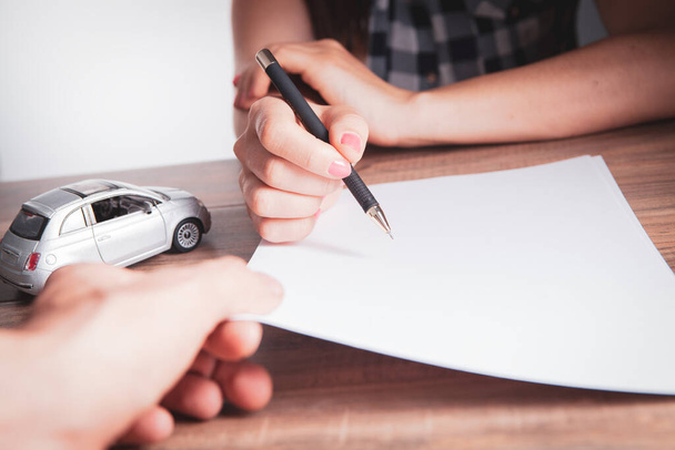 contract agreement sale or car insurance - 写真・画像