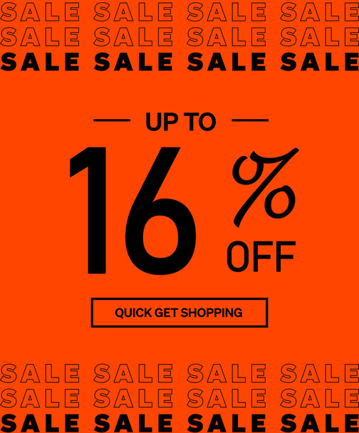 Sale up to 16% off Shopping day Poster or banner with gift box. Sales banner template design for social media and website. Special Offer Sale campaign or promotion. Quick get a Discount. - Vector, imagen