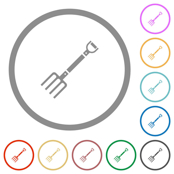 Pitchfork плоского цвета в круглых очертаниях на белом фоне - Вектор,изображение