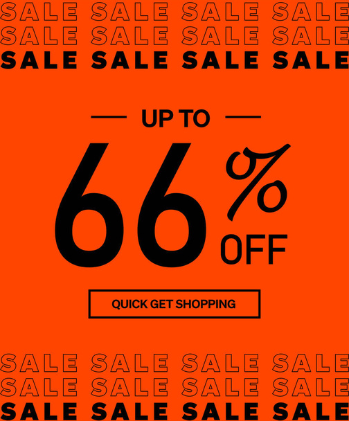 Sale up to 66% off Shopping day Poster or banner with gift box. Sales banner template design for social media and website. Special Offer Sale campaign or promotion. Quick get a Discount. - Vector, afbeelding