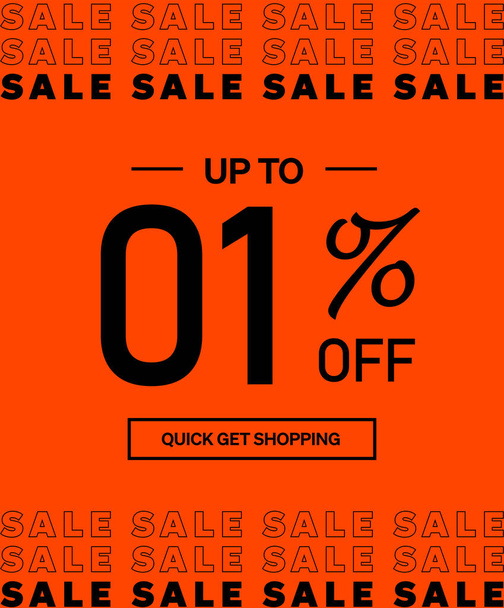 Sale up to 1% off Shopping day Poster or banner with gift box. Sales banner template design for social media and website. Special Offer Sale campaign or promotion. Quick get a Discount. - Vetor, Imagem