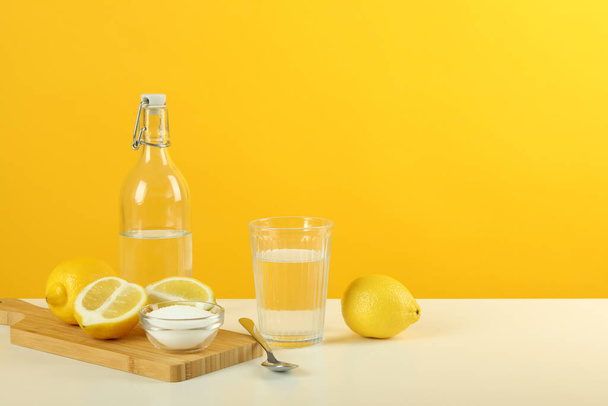 Concept of household cleaners with lemon acid - Φωτογραφία, εικόνα