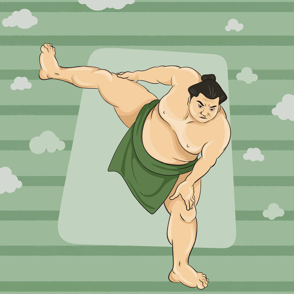 Zapaśnik sumo gotowy do walki - Wektor, obraz