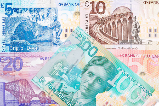 Шотландская поэзия, бизнес-фон с новой серией банкнот - Фото, изображение