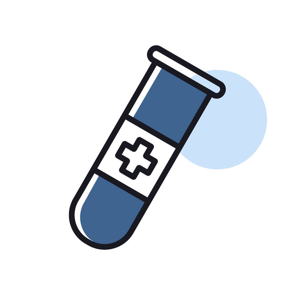 Flask with medical cross isolated vector icon. Medicine and healthcare, medical support sign. Graph symbol for medical web site and apps design, logo, app, UI - Vector, Image