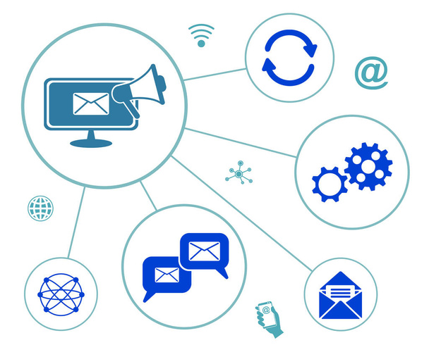 Concept of email marketing with connected icons - Foto, Imagen