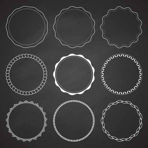 Set of 9 circle design frames - Vector, Image