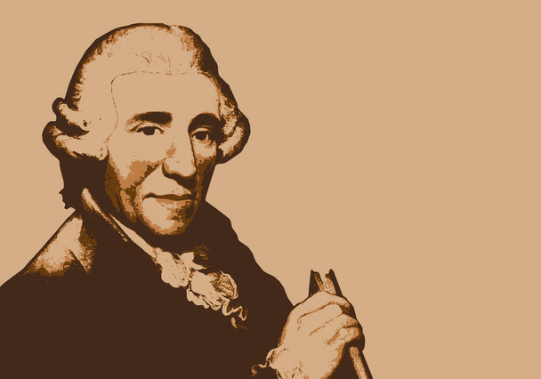 Ünlü Avusturyalı klasik müzik bestecisi Joseph Haydn 'ın portresi.. - Vektör, Görsel