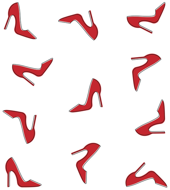 set of high heels shoes, vector illustration - Wektor, obraz