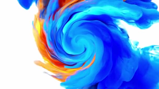 Ink swirl color blue orange cloud drop in water background - Footage, Video