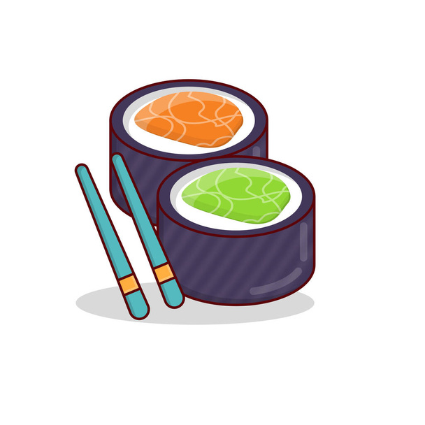 Ilustración vectorial de sushi sobre fondo transparente.Icono plano de línea de calidad premium para concepto y diseño gráfico.  - Vector, Imagen