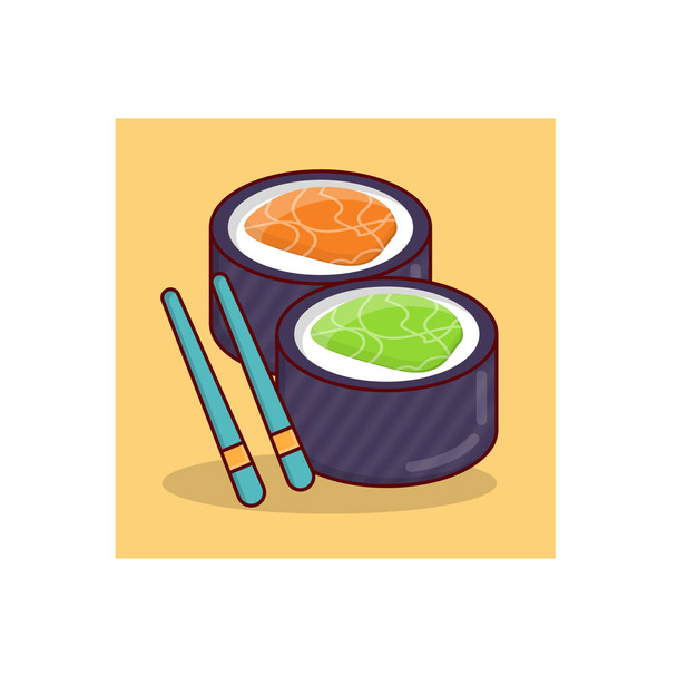 Ilustración vectorial de sushi sobre fondo transparente.Icono plano de línea de calidad premium para concepto y diseño gráfico. - Vector, Imagen