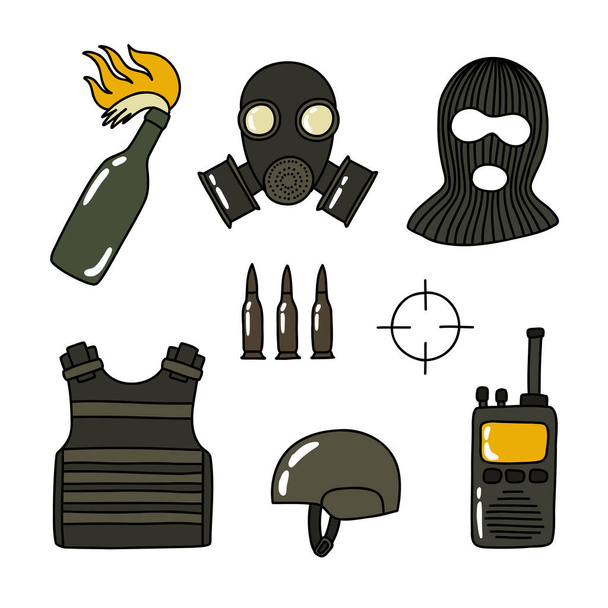 військова техніка каракулі значок, Векторні ілюстрації
 - Вектор, зображення