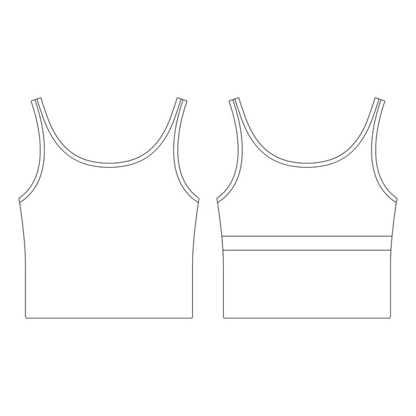 Обрезанный шаблон подтянутый бюстгальтер Верхняя векторная иллюстрация плоский дизайн коллекции одежды - Вектор,изображение
