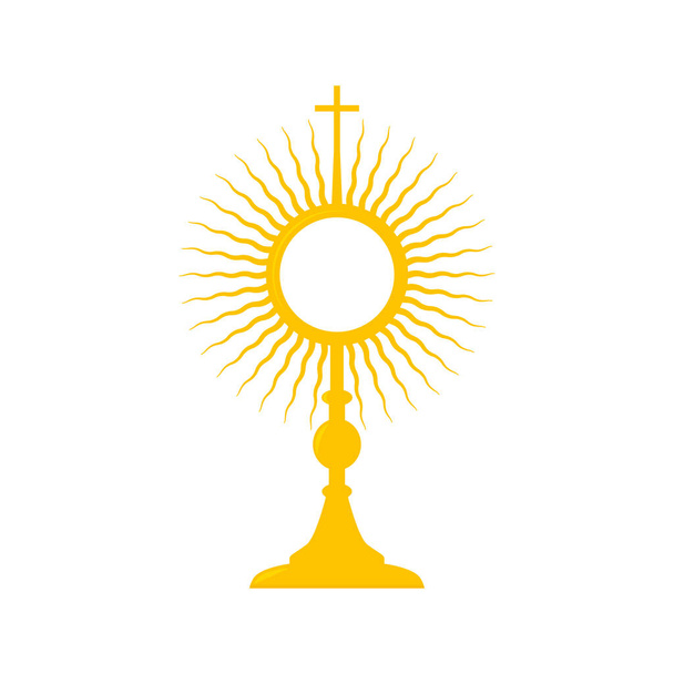 Sacrament of the Eucharist, Holy Communion, Corpus Christi, Monstrance- vektorová ilustrace - Vektor, obrázek