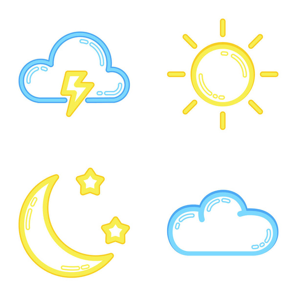 Weather _ color Set de iconos planos aislados sobre fondo blanco - Vector, Imagen