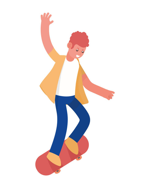 rousse garçon patineur jeune personnage - Vecteur, image