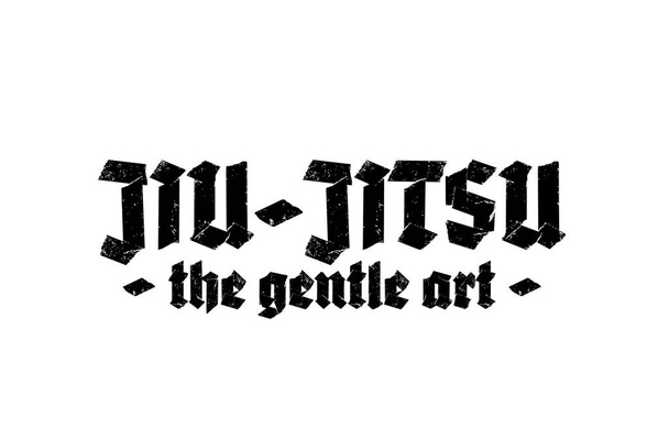 Logo de texto Jiu-jitsu brasileño. Logotipo de marca de palabra BJJ ruff. Texto bjj negro sobre fondo blanco - Vector, imagen