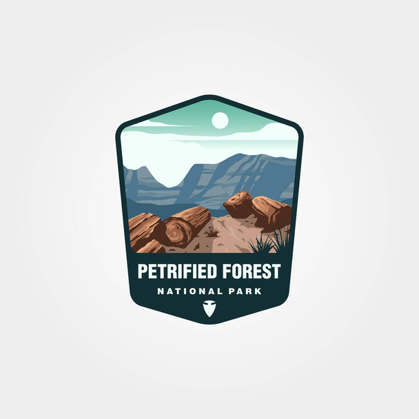 foresta pietrificata emblema del parco nazionale simbolo vettoriale illustrazione design - Vettoriali, immagini