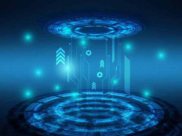 抽象的な青の未来的なサイバー技術の背景ベクトル図 - ベクター画像