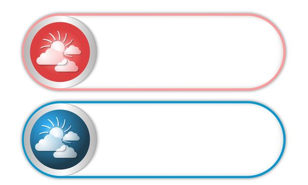 two vector buttons with sun and clouds - Vector, Imagen