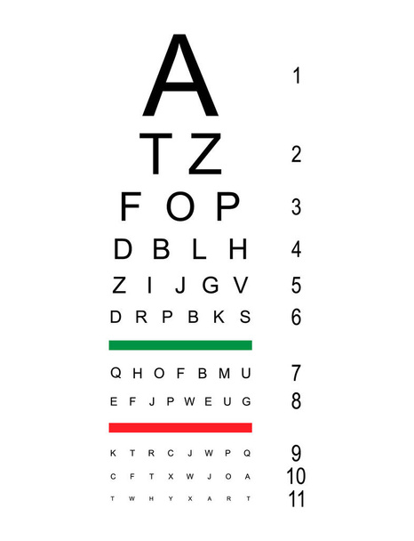Görsel ölçüm simgesi, optik grafik harf sembolü, optometrist odak vektör illüstrasyonunu test et . - Vektör, Görsel
