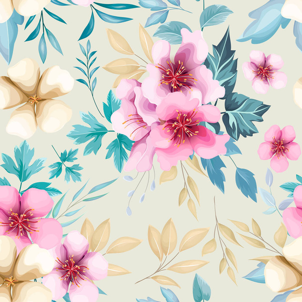 seamless pattern beautiful flower hand drawing - Vector, Image