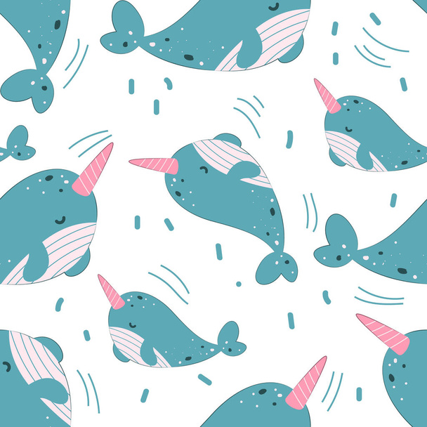 Adorable and fun ocean life seamless pattern - Vector, Image
