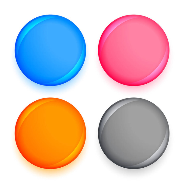 realistic circle buttons in four colors - Vektör, Görsel