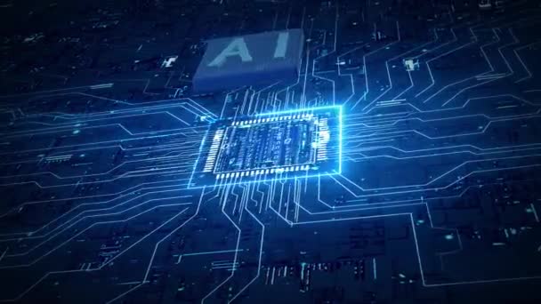 Inteligencia artificial chip circuito placa de fondo - Metraje, vídeo