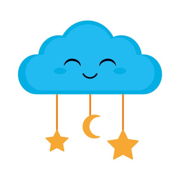 sleeping cloud icon on white background - Vector, Image