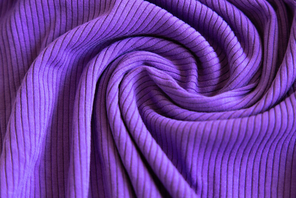 Very peri show texture of ribbed cotton fabric. Close up. Cotton clothing and textiles. Natural organic fabrics texture purple, violet colour.  - Photo, Image
