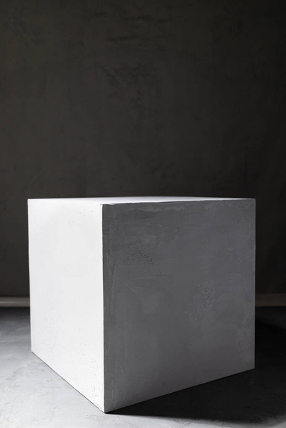 Concrete cube or construction brick as abstract background texture. Art or construction concept - Fotoğraf, Görsel