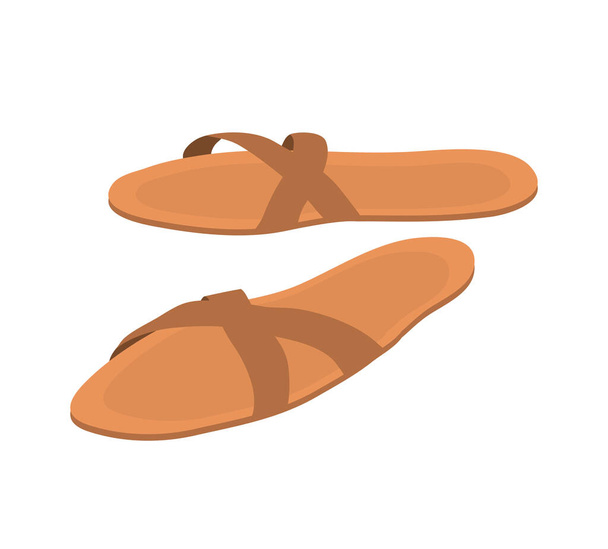 Par de zapatillas de playa para mujer sobre fondo blanco - Vector, imagen